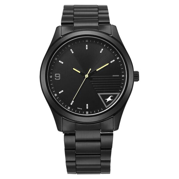 Fastrack Stunners Men's Watch Analog Black Dial with Black Stainless Steel Band, 3317NM01