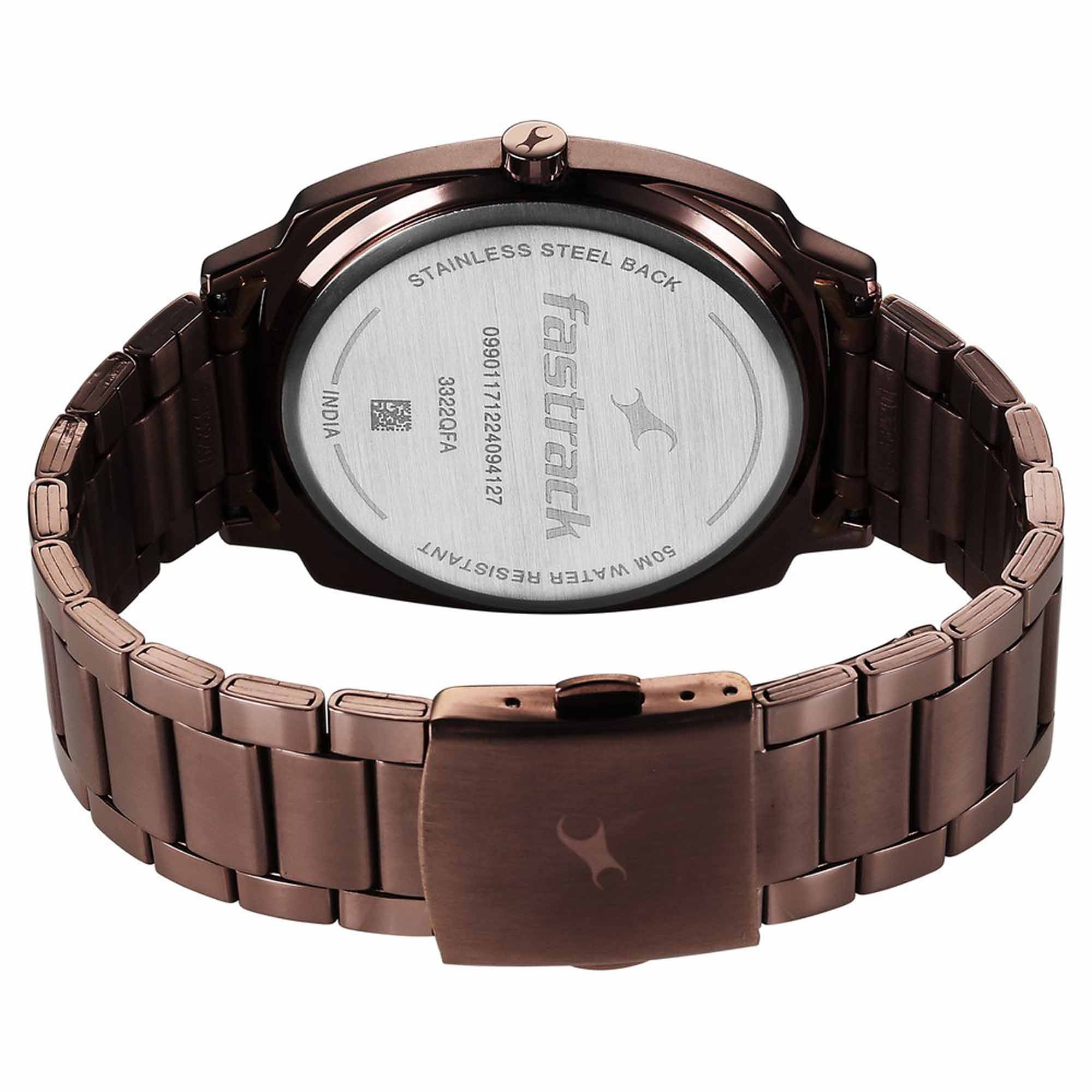 Fastrack, Men's, Analog Watch, Black Dial, with Stainless Steel Band, FA-3322QM01