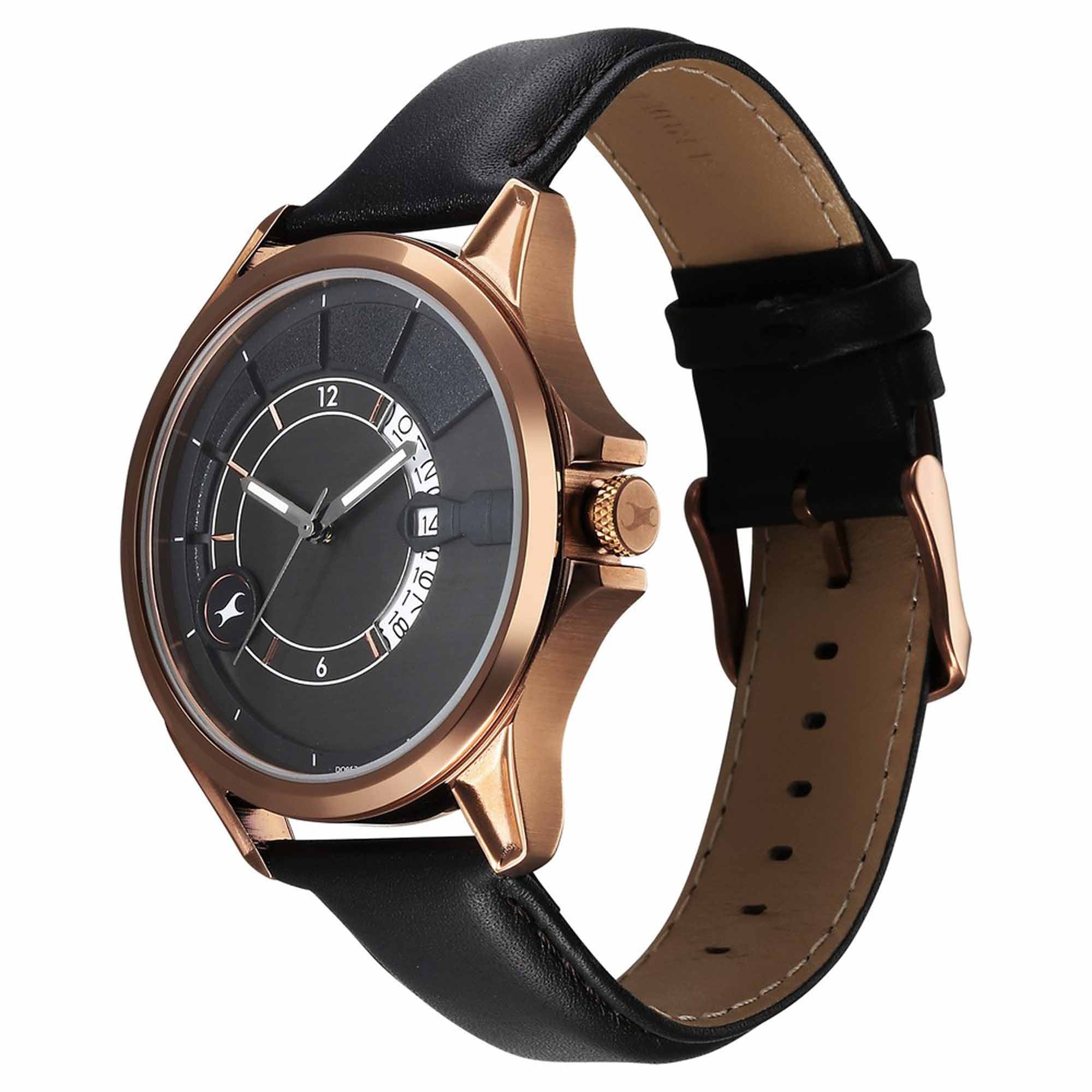 Fastrack, Men's, Analog Watch, Black Dial, with Leather Band, FA-3323QL02