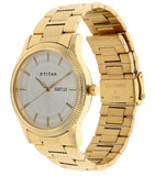 Titan Men's Watch Karishma Collection Analog, Silver Dial Gold Stainless Strap, 1650YM05