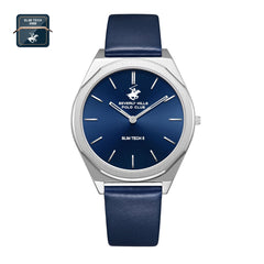 Beverly Hills Polo Club Slim Tech 5 Men's Watch Analog Blue Dial with Blue Leather Strap, BP3712X.399