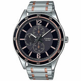 Casio, Men's Watch Analog, Black Dial Silver Stainless Steel Band, MTP-E319RG-1BVD