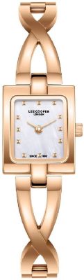 Lee Cooper Women's Analog Watch with White Mother Of Pearl Dial and Rose Gold Stainless Steel Band, LC08385.420