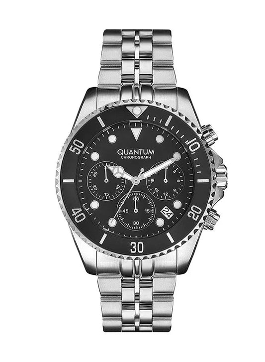 Quantum Men's Chronograph Watch Black Dial Metal Band, PWG930.350