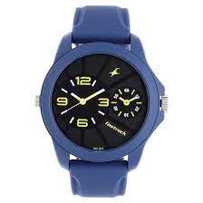 Fastrack, Men’s Analog Dual Time Watch, Black Dial Blue Rubber Strap, 38042PP03