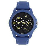 Fastrack, Men's Analog Dual Time Watch, Black Dial Blue Rubber Strap, 38042PP03