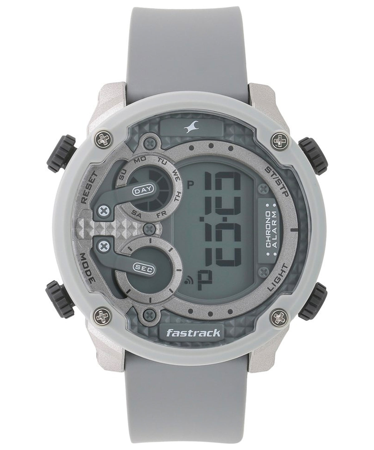 Fastrack, Men’s Trendies Collection Watch Analog, Grey Dial Grey Silicone Band, 38045PP02