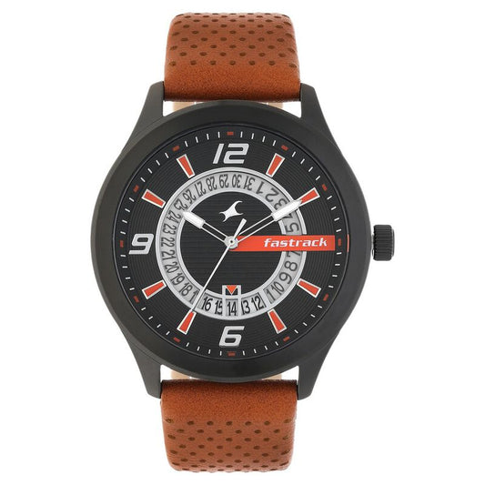 Fastrack, Men's, Analog Watch, Black Dial, with Leather Band, FA-38050NL02