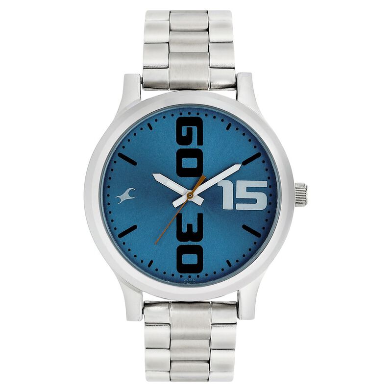 Fastrack, Men’s Watch Analog, Blue Dial Silver Stainless Steel Strap, 38051SM06