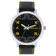 Fastrack, Men’s Watch Analog, Black Dial Black Leather Strap, 38052SL05