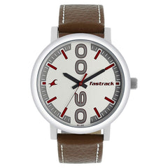 Fastrack, Men’s Watch Analog, White Dial Brown Leather Strap, 38052SL07