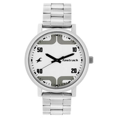 Fastrack, Men’s Watch Analog, White Dial Silver Stainless Steel Strap, 38052SM04