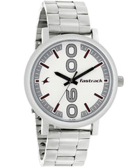 Fastrack, Men’s Watch Bold Collection Analog , White Dial Silver Stainless Steel Band, 38052SM08