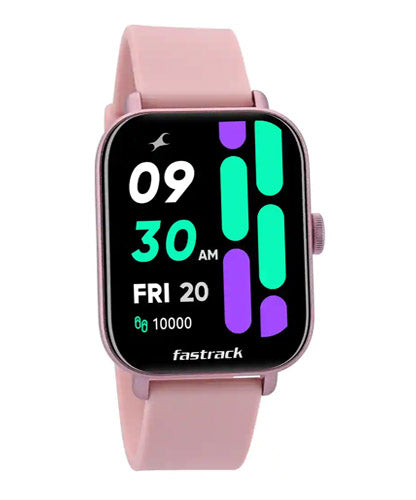 Fastrack, Reflex Vox 2.0 Unisex Smart Watch Black Dial Pink Silicone Strap, 38080PP04