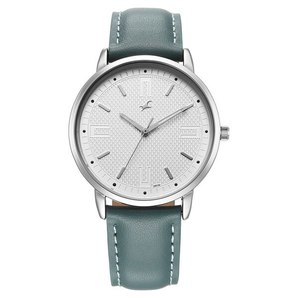 Fastrack Stunners Quartz Analog Men's Watch With White Dial and Blue Leather Strap, 38159SL01