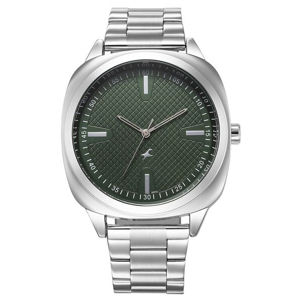 Fastrack Stunners Quartz Analog Men's Watch With Green Dial and Silver Stainless Steel Strap,38161SM01