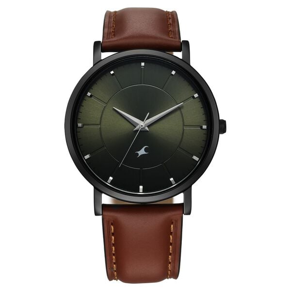 Fastrack, Men's, Analog Watch, Green Dial, with Leather Band, FA-38163NL01