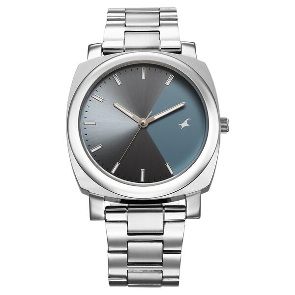 Fastrack Stunners Quartz Analog Men's Watch With Blue Dial and Silver Stainless Steel Strap,38164SM01