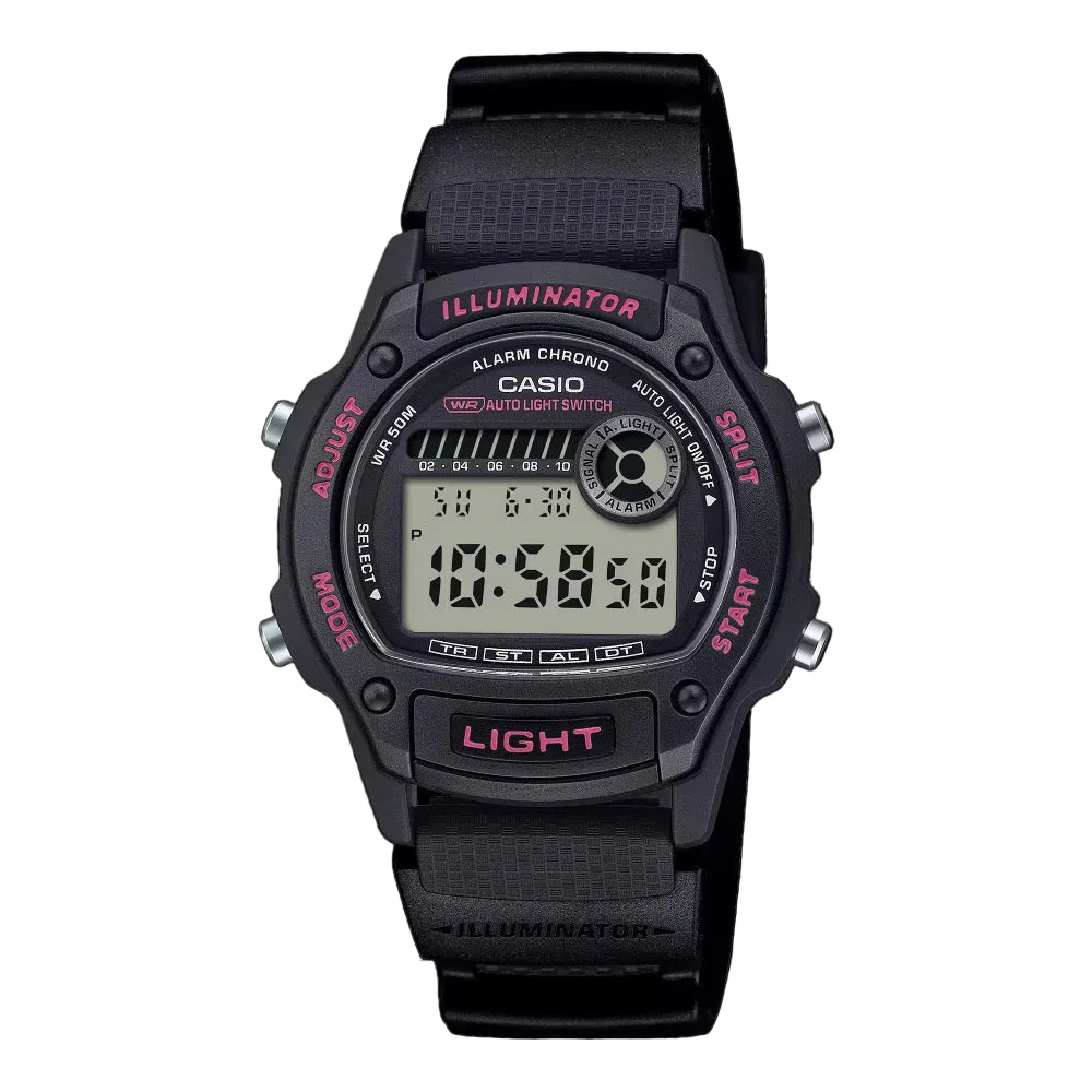 Casio Unisex Watch Digital Dial with Black Resin Strap, W-220H-1A2VDF