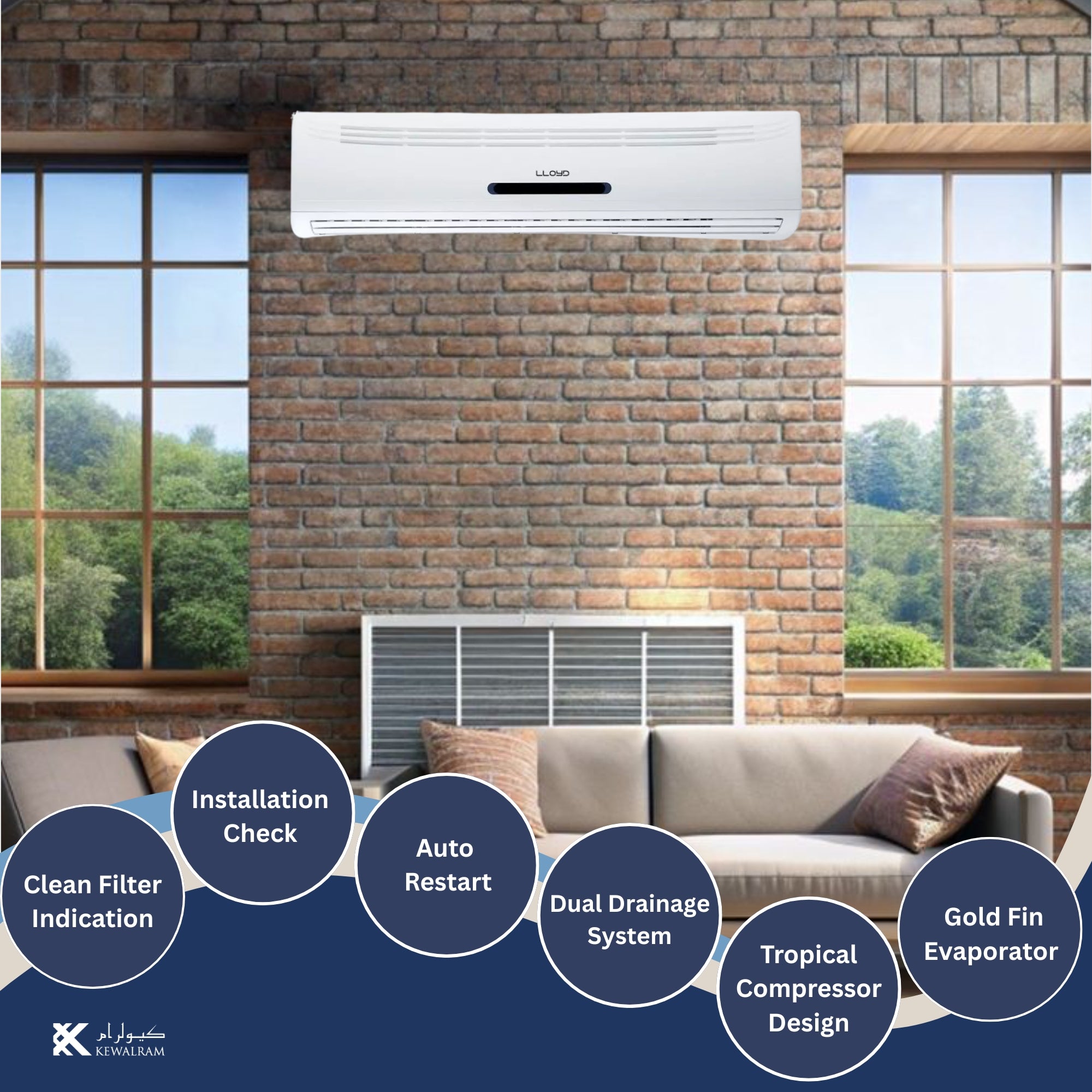 Lloyd 3.0 Ton Split Air Conditioner (AC),  6 Star Rating 32,000 BTU, GOS36B62TQCL