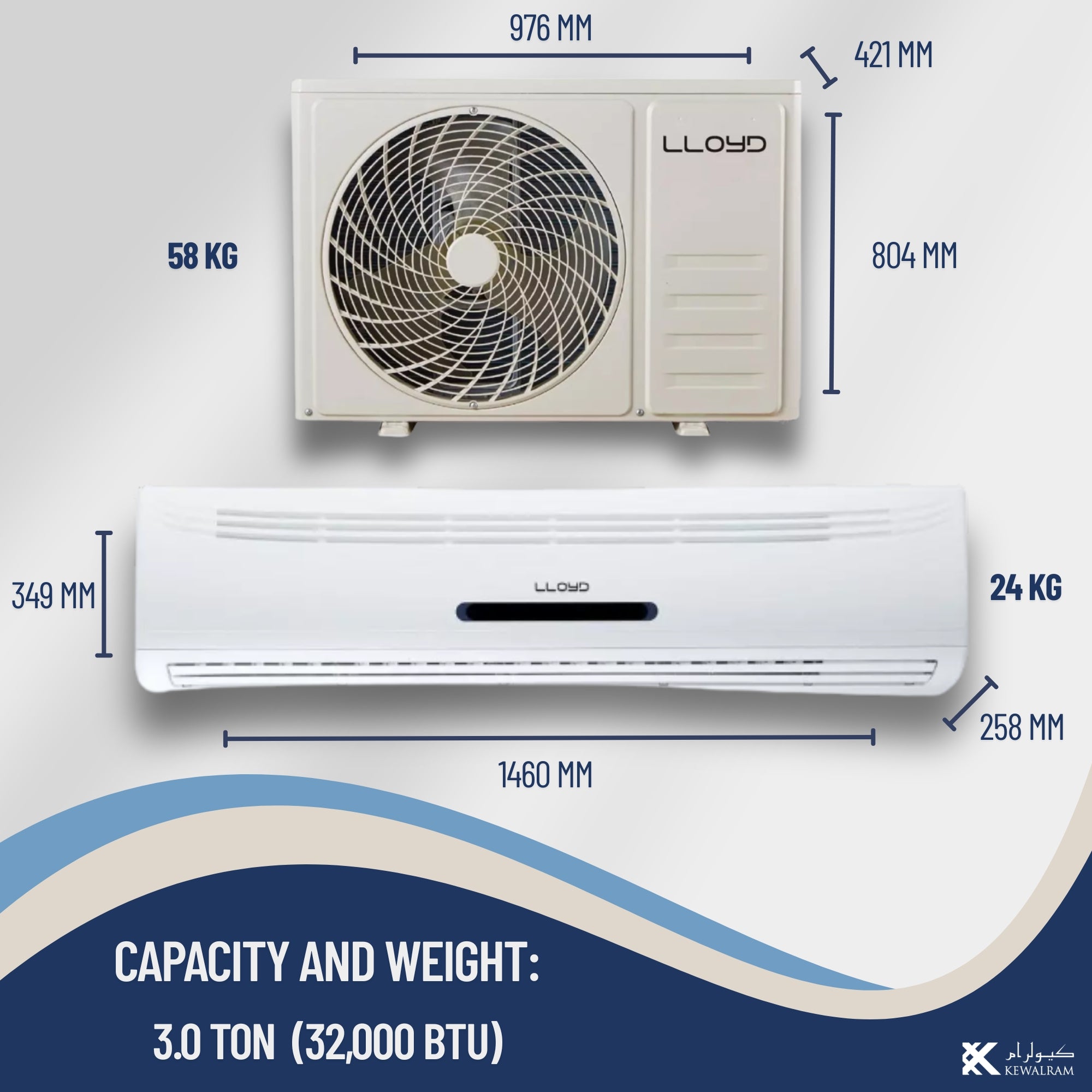 Lloyd 3.0 Ton Split Air Conditioner (AC),  6 Star Rating 32,000 BTU, GOS36B62TQCL