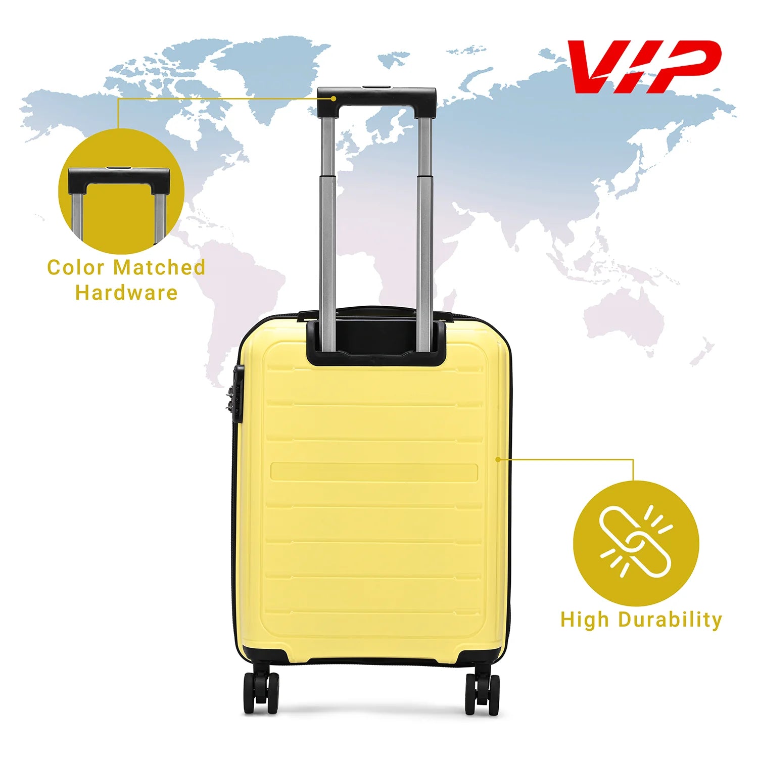 VIP Trekk 75cm Hard Case Trolley 360Â° Light Yellow, TREKK75YL