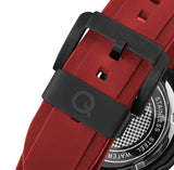 Quantum Men's Choronograph Watch Analog Black Dial with Red Silicone Band, HNG819.658