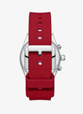 Lee Cooper Men's Multifunction Watch with Grey Dial and Red Silicone Band, LC08388.398