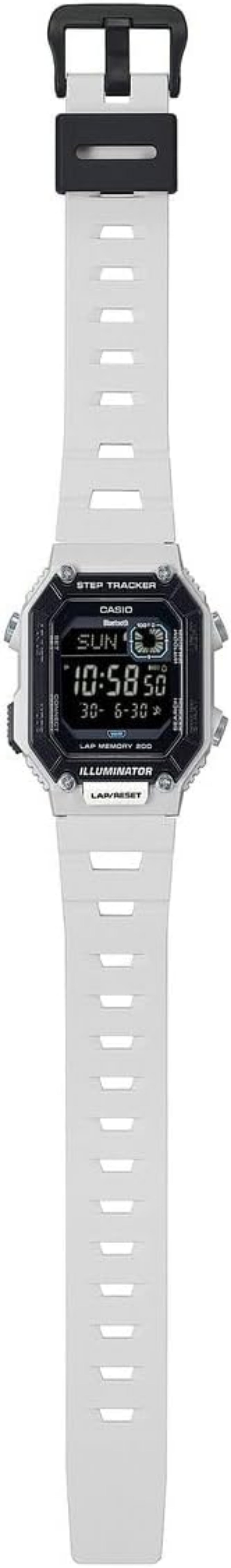 Casio Bluetooth Step Tracker Unisex  Watch Digital Dial With White Resin Strap, WS-B1000-8BVDF