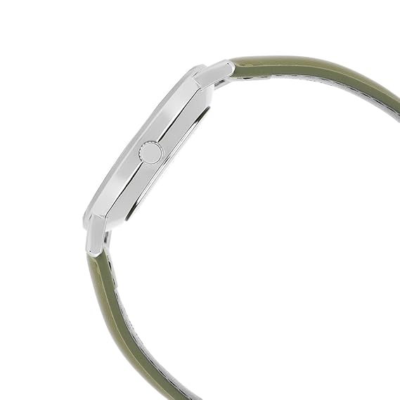 Casio Men's Watch Analog Beige Dial with Green Leather Strap, MTP-VT03L-7BDF