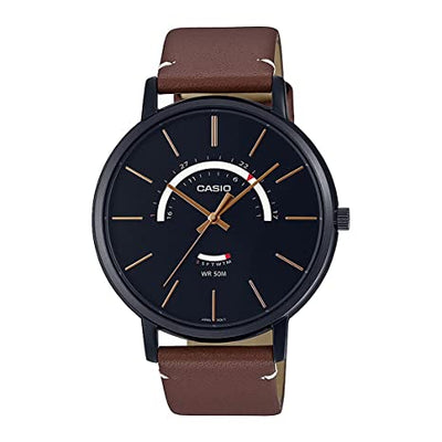 Casio men analog watch, black dial with comfortable strap, model CS-MTP-B105BL-1AVD, Bahrain