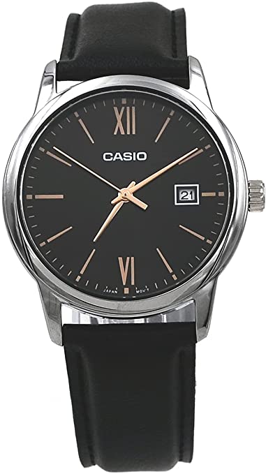 Casio men analog watch, black dial with comfortable strap, model CS-MTP-V002L-1B3UD, Bahrain