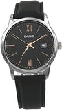 Casio, Men's Watch Analog, Black Dial Black Leather Band, MTP-V002L-1B3UD