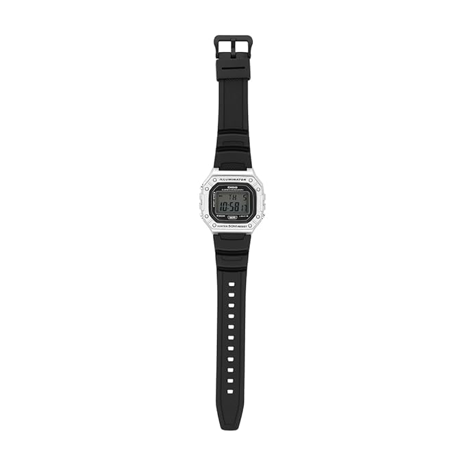 Casio Men's Watch Digital Dial Silver Case with Black Resin Strap, W-218HM-7AVDF