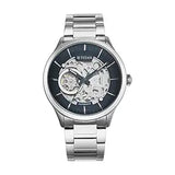 Titan Metal Mechanicals Automatic Men's Watch with Blue Dial and Silver Stainless Steel Strap, 90140SM01