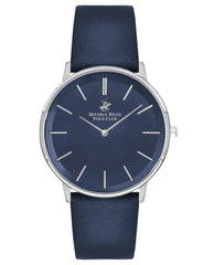 Beverly Hills Polo Club Men's Watch, Analog, Blue Dial, Blue Leather Strap, BP3245X.399