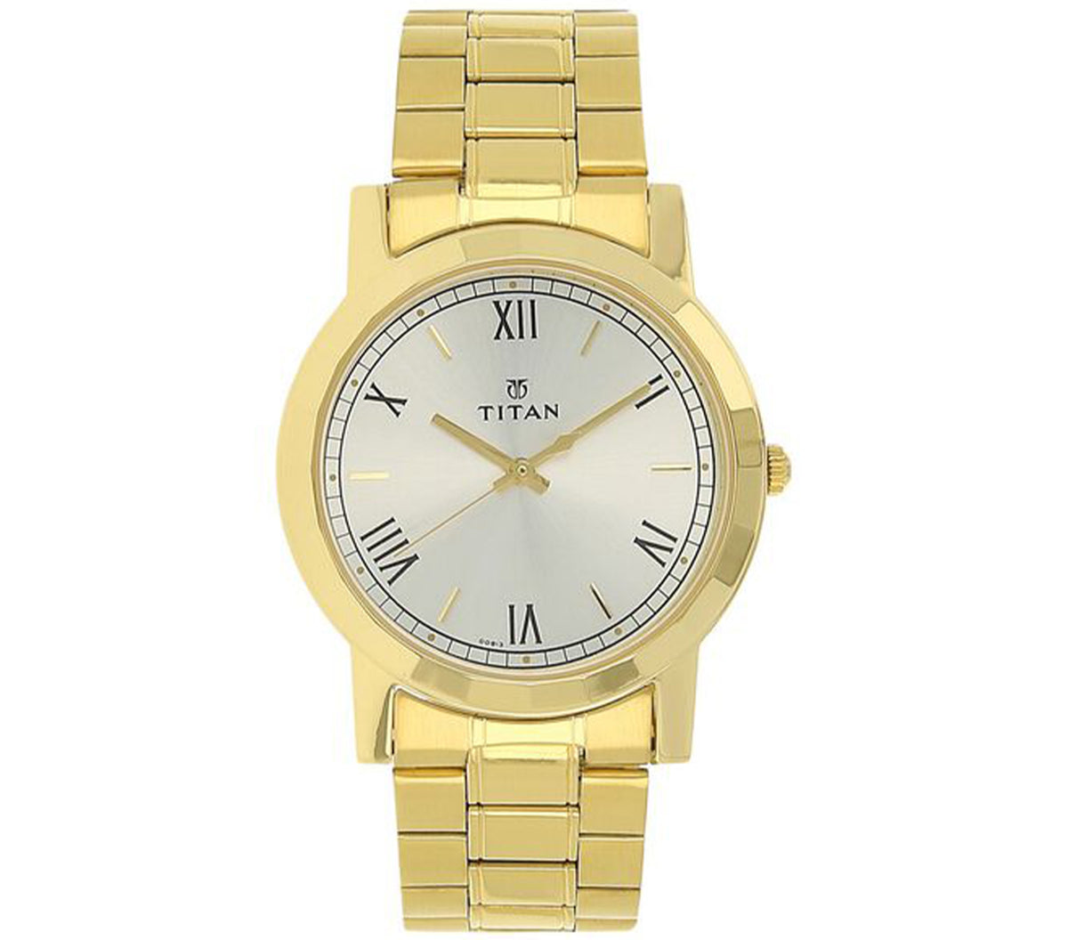 Titan Men's Watch Karishma Collection Analog, Silver Dial Gold Stainless Strap, 1644YM01