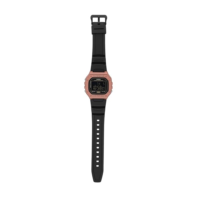 Casio Men's Watch Digital Dial Rose Gold Case with Black Resin Strap, W-218HM-5BVDF