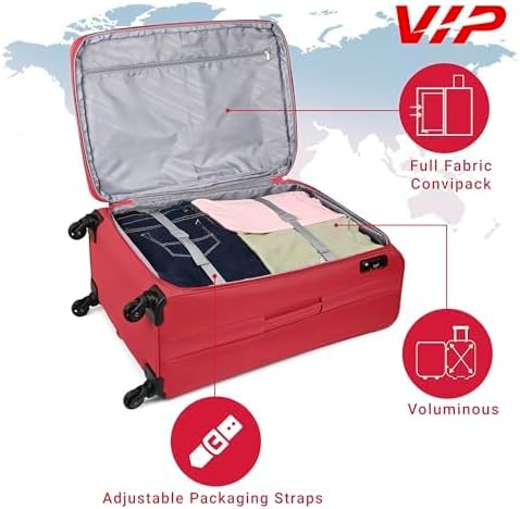 VIP Evolve Plus 79cm 4 Wheel Soft Trolley Red, EVOLVEPLUS79RD