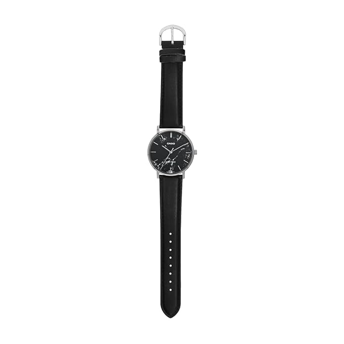 Casio Men's Watch Analog Black Dial with Black Leather Strap, MTP-VT01LM-1AUDF