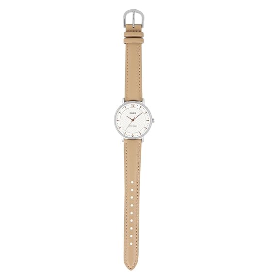 Casio Women's Watch Analog White Dial with Brown Leather Strap, LTP-VT04L-7A1DF