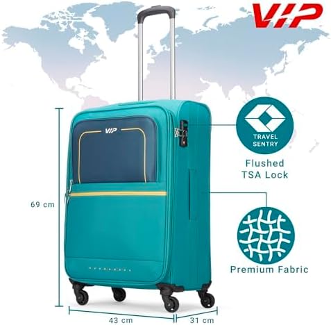 VIP Evolve Plus 55cm 4 Wheel Soft Trolley Teal Blue, EVOLVEPLUS55BLU