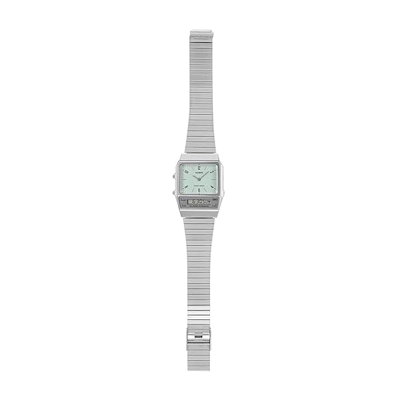 Casio Vintage Unisex Watch Analog-Digital Pastel Dial With Silver Stainless Steel Band, AQ-800E-3ADF