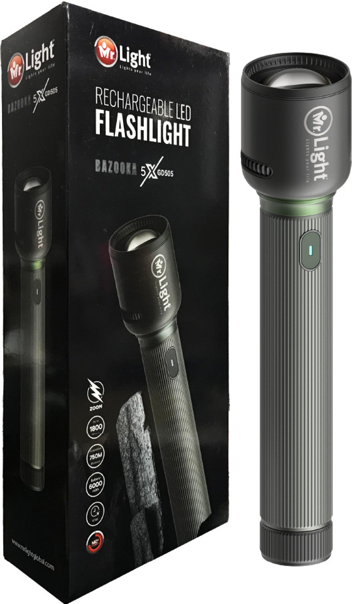 Mr.Light Bazooka Rechargeable Flashlight, BAZOOKA5XGD505 Mr.Light Flashlight BAZOOKA5XGD505