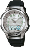 Casio, Men's Watch Analog-Digital,Silver Dial Black Silicone Band, AQ-180W-7BVDF