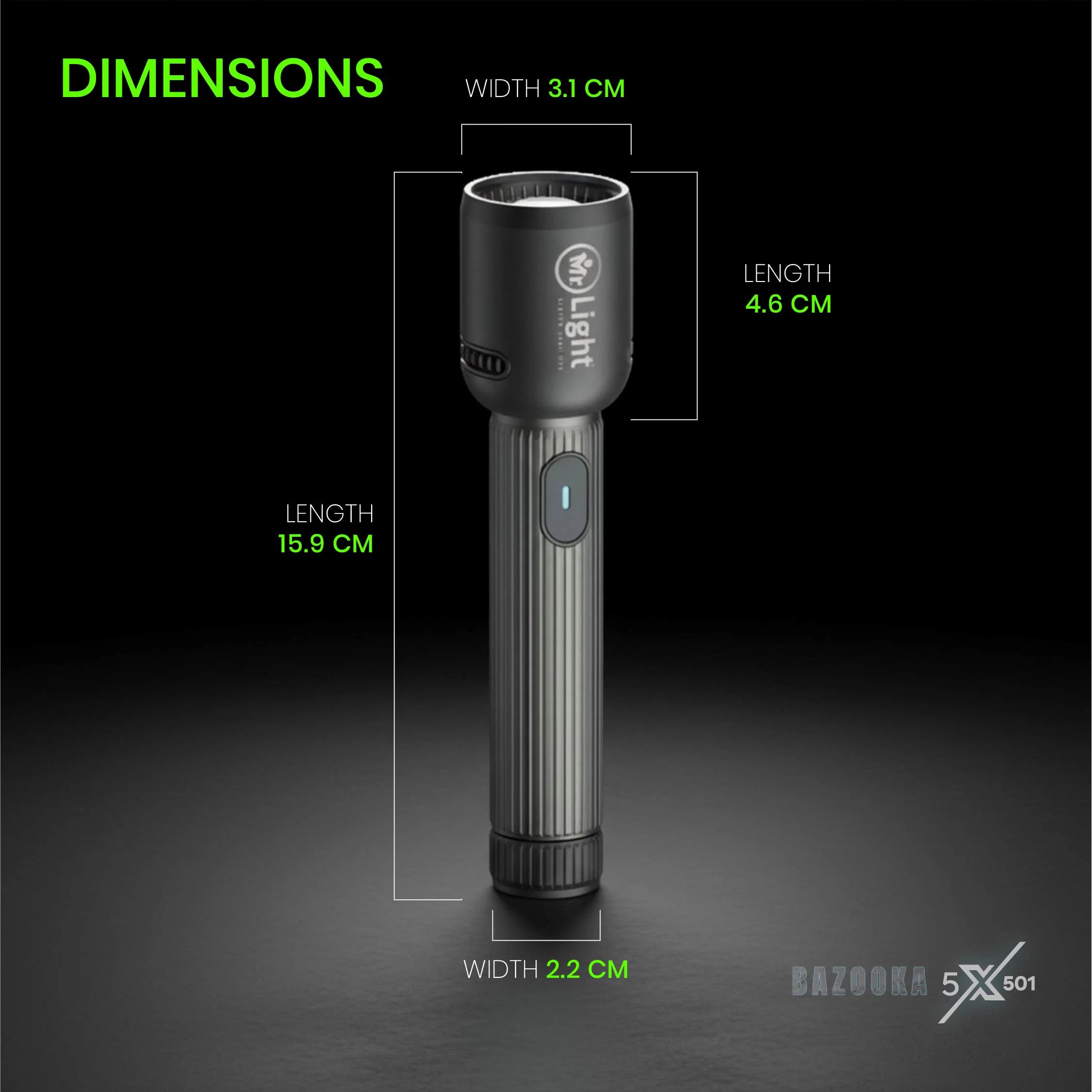 Mr.Light Bazooka Rechargeable Flashlight, BAZOOKA5XGD501 Mr.Light Flashlight BAZOOKA5XGD501