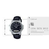 Casio, Men's Watch Analog-Digital, Black Dial Black Leather Band, MTP-VC01L-1EUDF