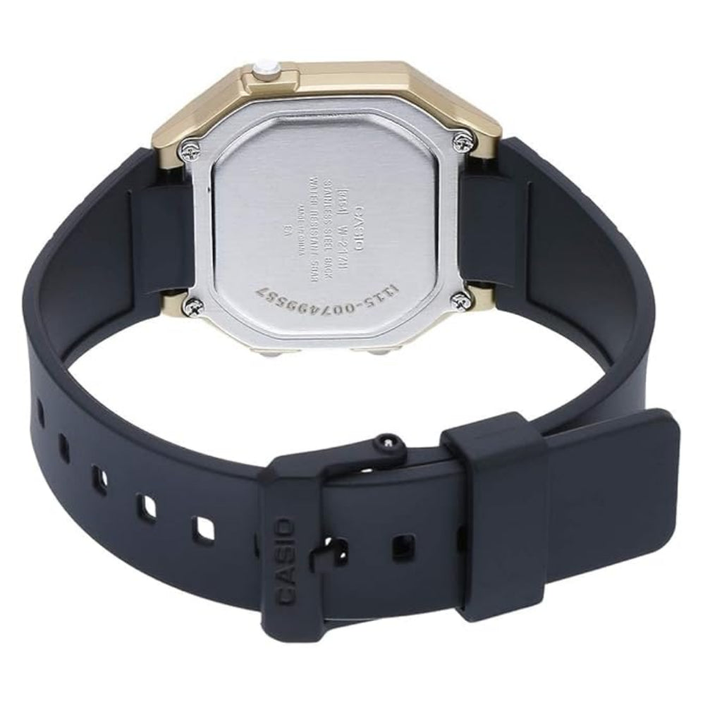 Casio, Menâ€™s Watch Digital, Gold Dial Black Resin Band, W-217HM-9AVDF