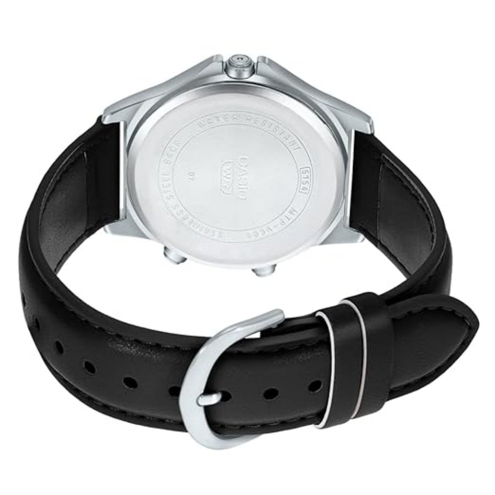 Casio, Men's Watch Analog-Digital, Black Dial Black Leather Band, MTP-VC01L-1EUDF