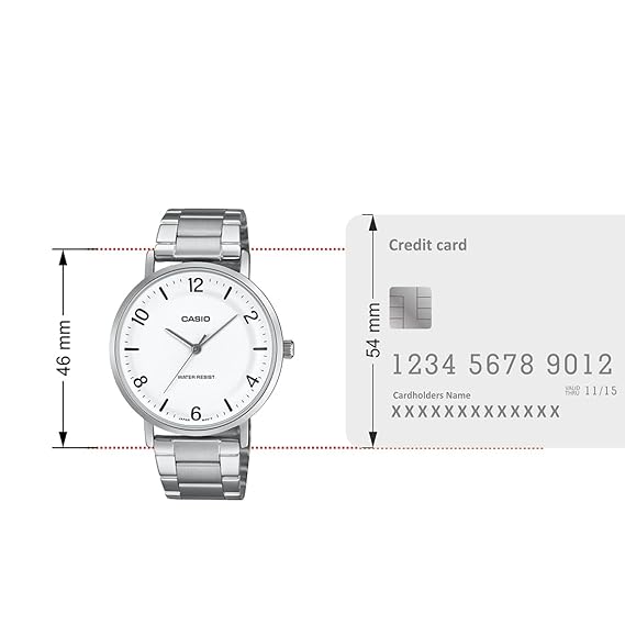Casio Men's Watch Analog White Dial with Silver Stainless Steel Band, MTP-VT03D-7BDF